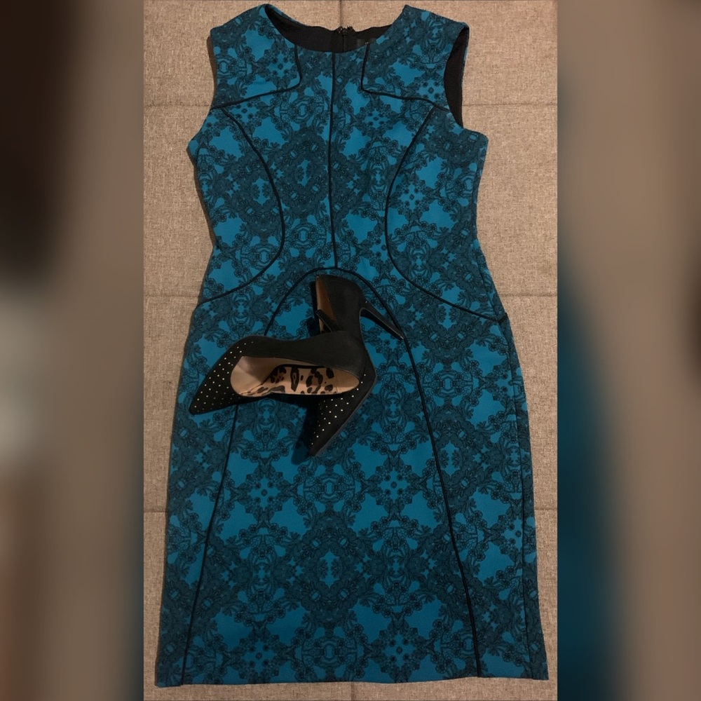 WORTHINGTON Teal and Black dress